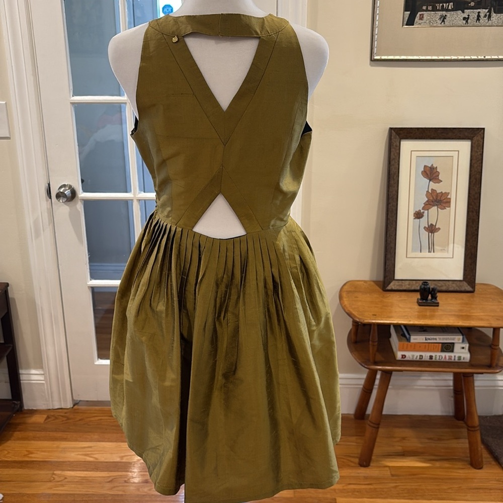 Anthropologie Harlyn Sleeveless Pleated Silk Fit-and-Flare Dress. Size XS. - Picture 5 of 10